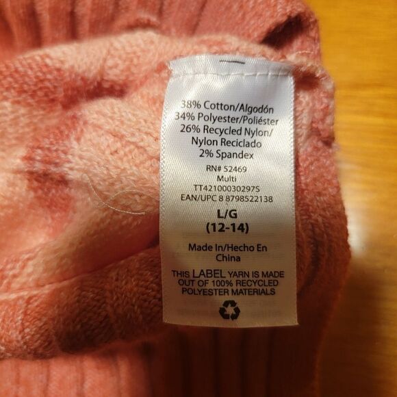 Time And Tru Women's Sweater peach Core Pullover Stripe Knit size large NWT - Picture 4 of 5
